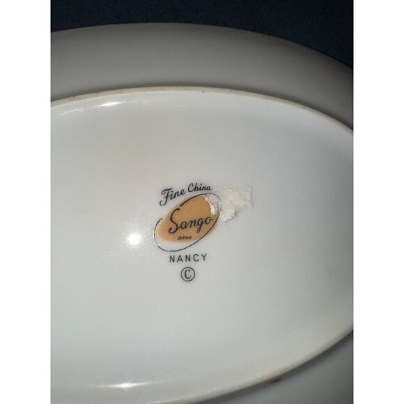 Sango Japan Nancy Fine China Gravy Boat & Saucer Set With Pink Floral Design - Picture 4 of 7